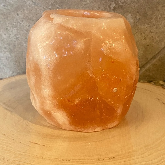 Himalayan Rock Salt Natural Stone Candle TeaLite Votive Holder Pink Rock Crystal - Picture 3 of 16